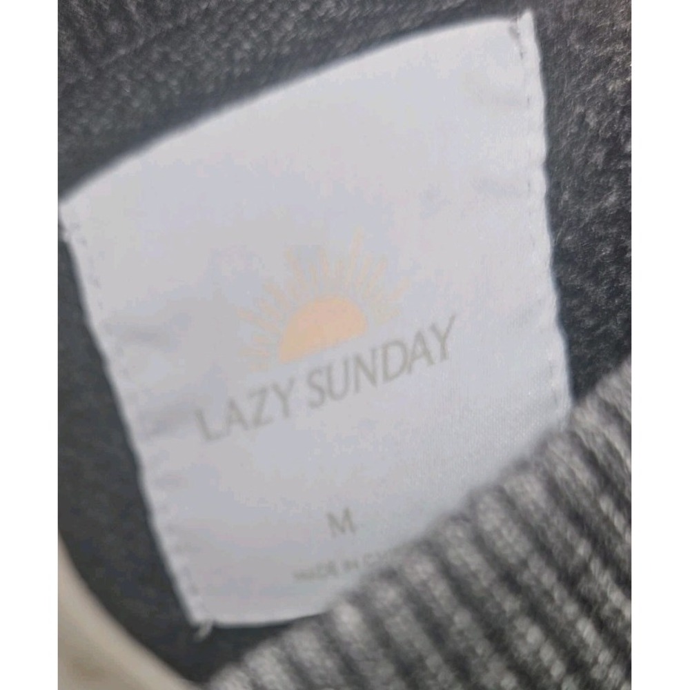 Lazy Sunday Gray Cropped Crewneck Sweatshirt Rhinestone Embellished Size M Y2K - Picture 3 of 5